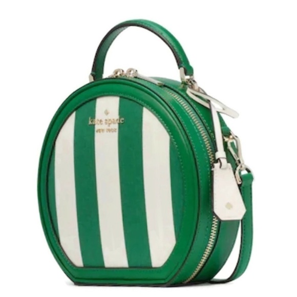 Kate Spade Traveler Canteen Crossbody Bag Green Even Stripe Jacquard K6119 KS141 - Picture 6 of 16